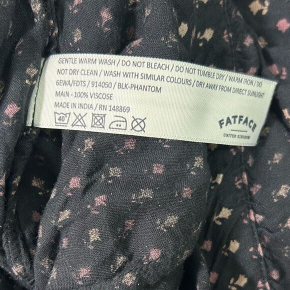 FatFace Women Jumpsuit Sz 10 Black Brown Pockets Floral Cropped Spaghetti Strap - Picture 14 of 16